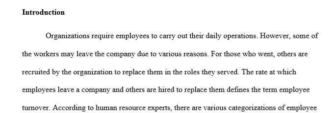 Write a 900 word paper about Turnover Evaluation.