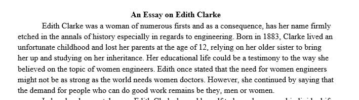 Write a one page paper on one of the following female engineers