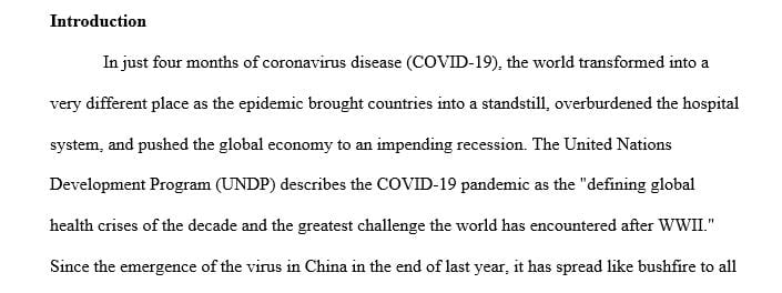 Write about Covid-19 and it should be a five page paper not including the abstract and reference pages.