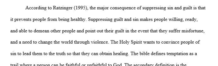 According to Ratzinger, what are the consequences of the suppression” (63) of sin and guilt