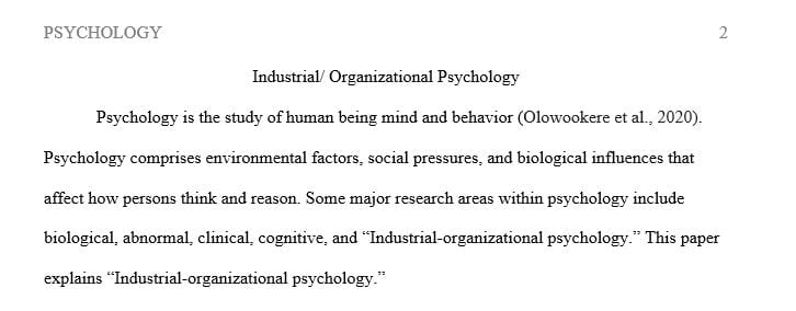 Analyze the origins of Industrial/Organizational psychology