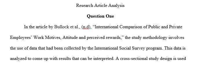 Analyze the research design of three preselected articles about employee motivation