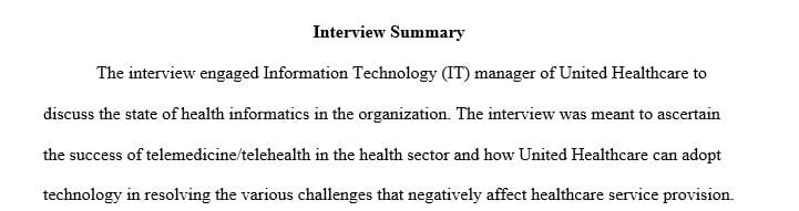 Create a 2-4 page report on an interview you have conducted with a health care professional.