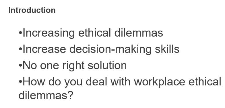 Create a PowerPoint which is your annual review for existing employees and new employee training on your company’s ethics policy.