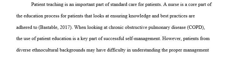 Create a lesson pertaining to caring for a patient with COPD who is from another culture.