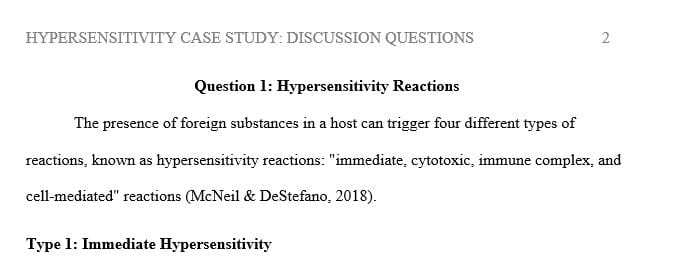 Describe what type of hypersensitivity reaction is involved in this case and support with evidence.