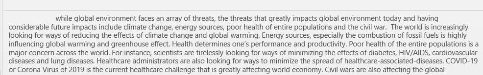 Develop a PowerPoint presentation that addresses the four most critical threats to the global environment