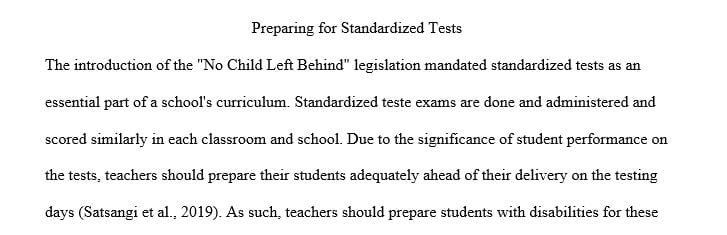 Discuss ways for preparing students with organizational difficulties to prepare to take standardized tests.