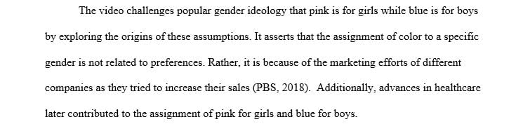 How does the video challenge the dominant American gender ideology of blue for boys and pink for girls