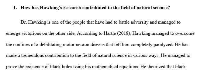 How has Hawking's research contributed to the field of natural science