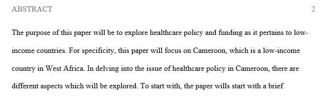 Low Income country health policy and health funding