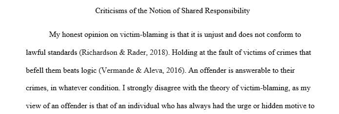 Present two points you strongly agree with and two points you strongly disagree with in terms of victim blaming and victim defending.