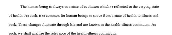 Research the health-illness continuum and its relevance to patient care