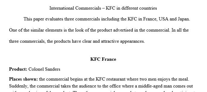 Review at least three of the International Commercials on the following links and comment on the differences that you see between countries