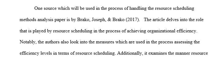 Share a source you will use in writing your resource scheduling methods analysis paper.