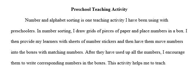 Share some of the ideas for activities that focuses on one of these topics-health, safety or nutrition. 