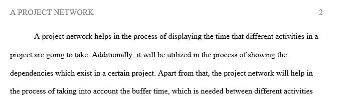 The relationship between a project network and a project plan.