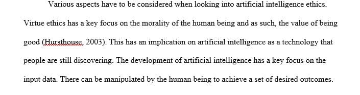 What are the ethical implications of artificial intelligence according to virtue ethics