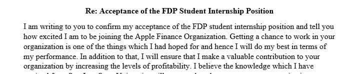 Write a letter of acceptance to the company you applied to.