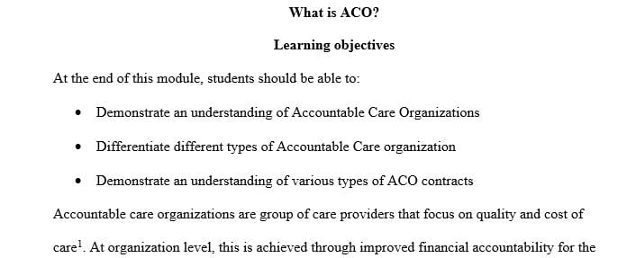 You have been asked by a colleague to prepare a student handout for a Healthcare Finance class.