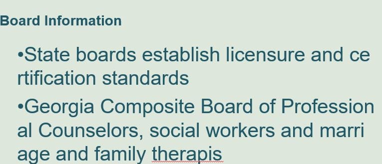 A summary of the licensure and certification requirements for the state in which you plan to practice.