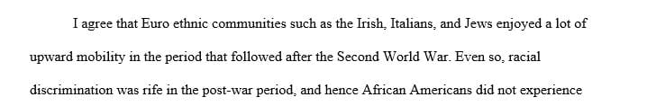 Along with Jews, which other Euro ethnic groups enjoyed upward mobility after WWII