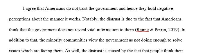 American show high levels of cynicism about government and display low levels of trust in the federal government.