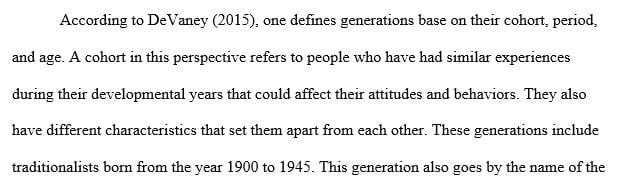 Conduct an analysis of the different generational characteristics identified within the graph