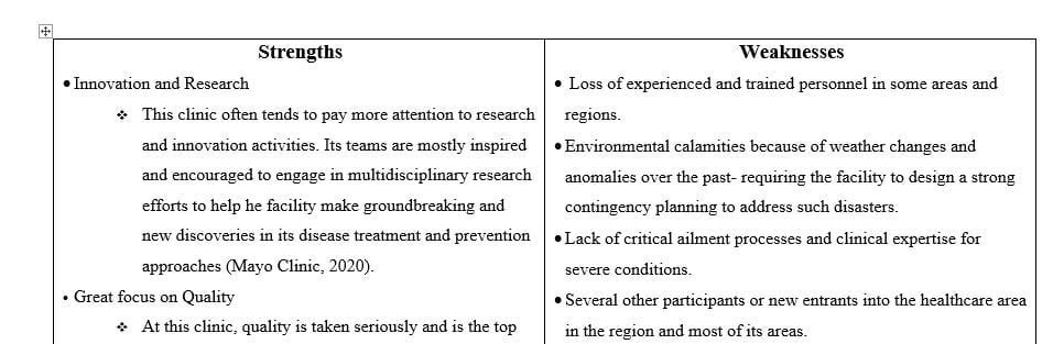 Conduct an external assessment to determine an appropriate strategic goal for an organization.