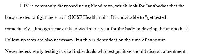 Create a 1 page real report discussing the diagnosis of HIV AIDS