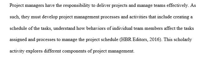 Create a schedule of the project tasks to be performed