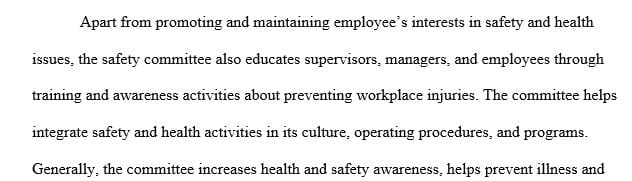 Describe one of the safety committees your organization uses and how it reduces risk within your organization.