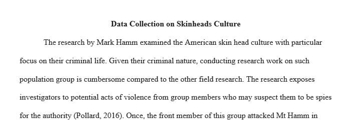 Explain how Mark Hamm collected data on American skinheads in 1989.