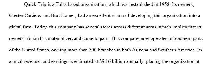 Evaluate QuikTrip's operations strategy and explain how the organization seeks to gain a competitive advantage in terms of sustainability.