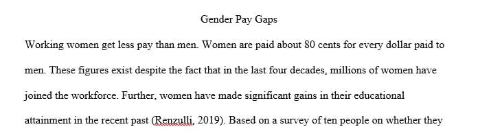 Explain the reasons for the gender pay gap in the United States. 