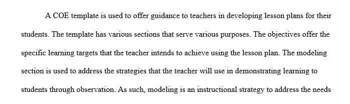 Explaining to new teachers how to use the COE Lesson Plan Template to create a complete lesson plan.