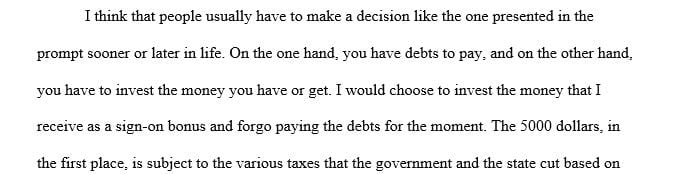 Focus on choosing between debt and investment.