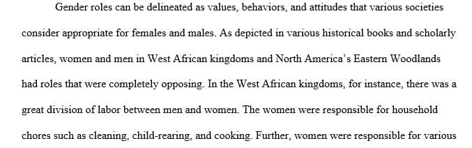 How did gender roles differ between the kingdoms of West Africa and those of North America’s Eastern Woodlands