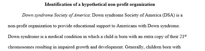 Identify and describe the type of hypothetical nonprofit organization