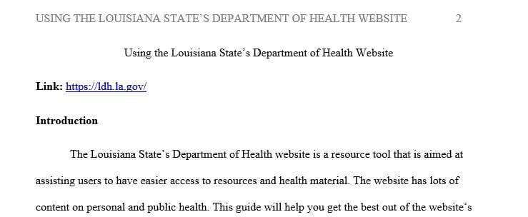 Identify and familiarize yourself with your Louisiana state’s department of health website