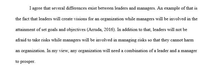 Mentions 9 differences between being a leader and a manager