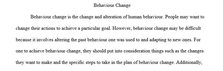Prepare a 2-page written paper in which you apply 2 concepts to your behavior change project