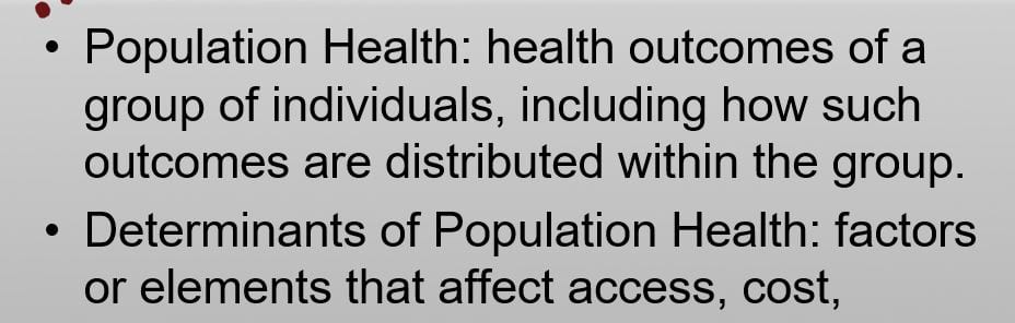 Prepare and 8-10 slide PowerPoint presentation projecting critical elements that will impact population health