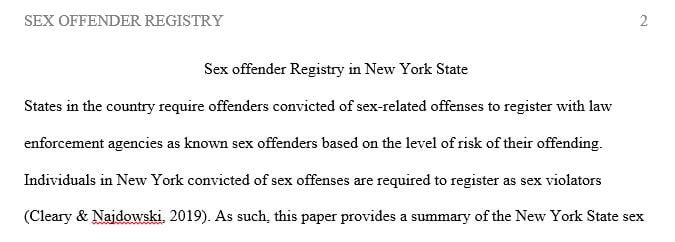 Research the New York State sex offender registration program and its requirements.
