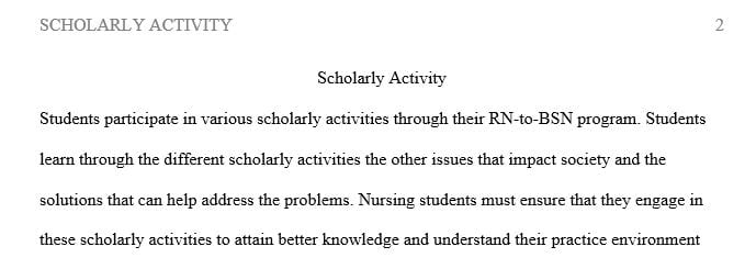 Students are required to participate in scholarly activities outside of clinical practice or professional practice.