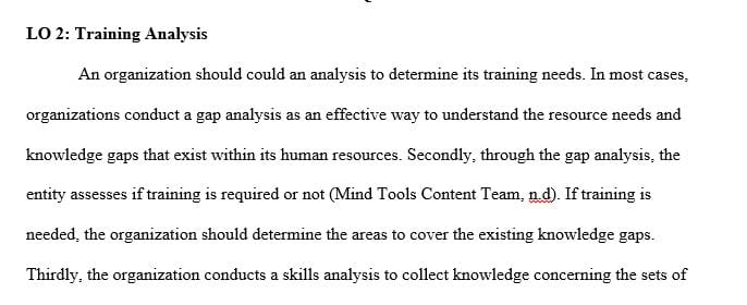 What analyses should be done to determine the training needs of an organization