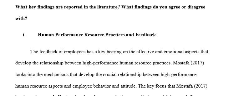 What key findings are reported in the literature? What findings do you agree or disagree with