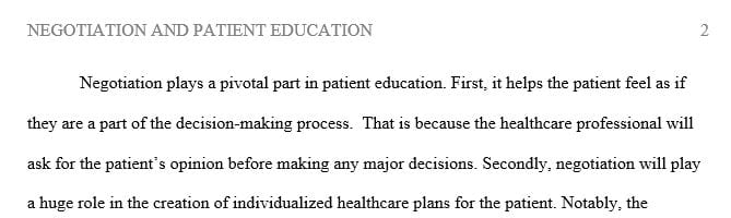 What part does negotiation play in patient education