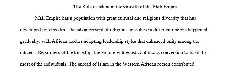 What was the role Islam played in the rise and development of the Mali Empire