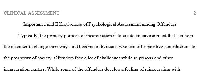 Why is Important the Psychological Assessment to prison population